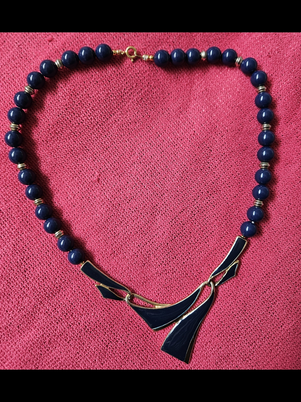 Women’s Navy Enamel Bead Necklace - Unbranded